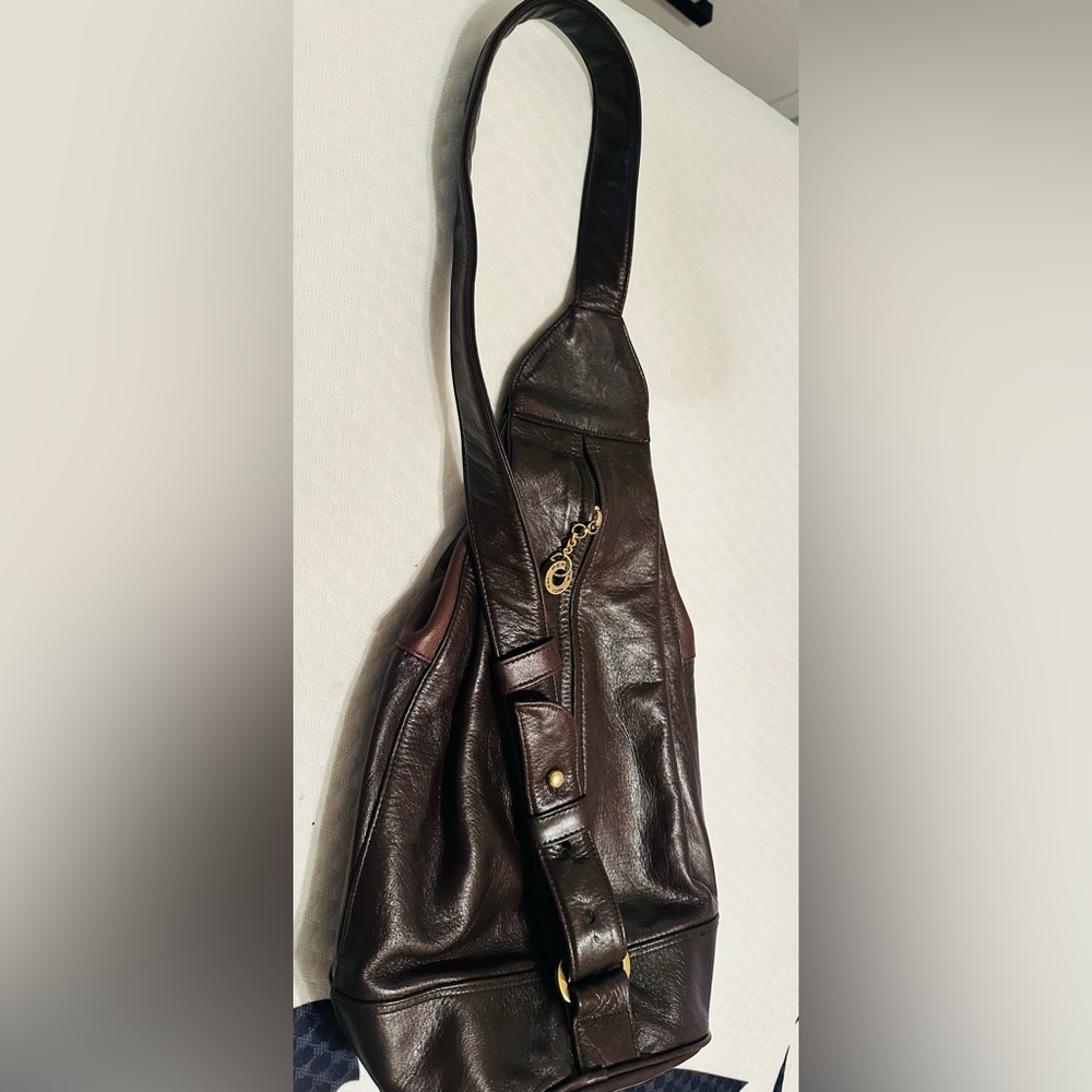 Perlina New York Leather Crossbody  sling bag backpack( Chocolate ).